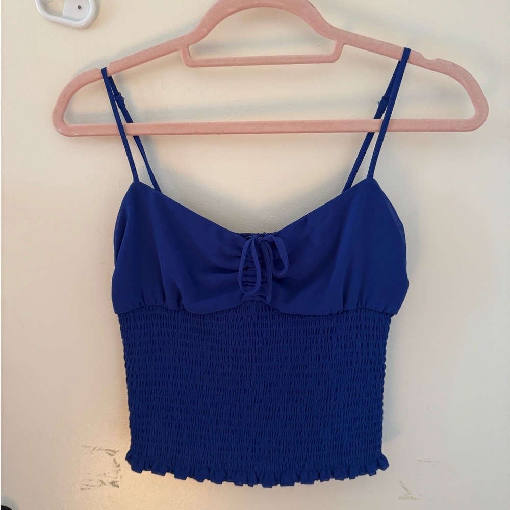 Wilfred Blue Smocked Tie Front Camisole